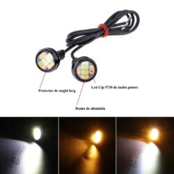 Led Auto 23mm 12V tip 5730 Alb cu Galben Fire
