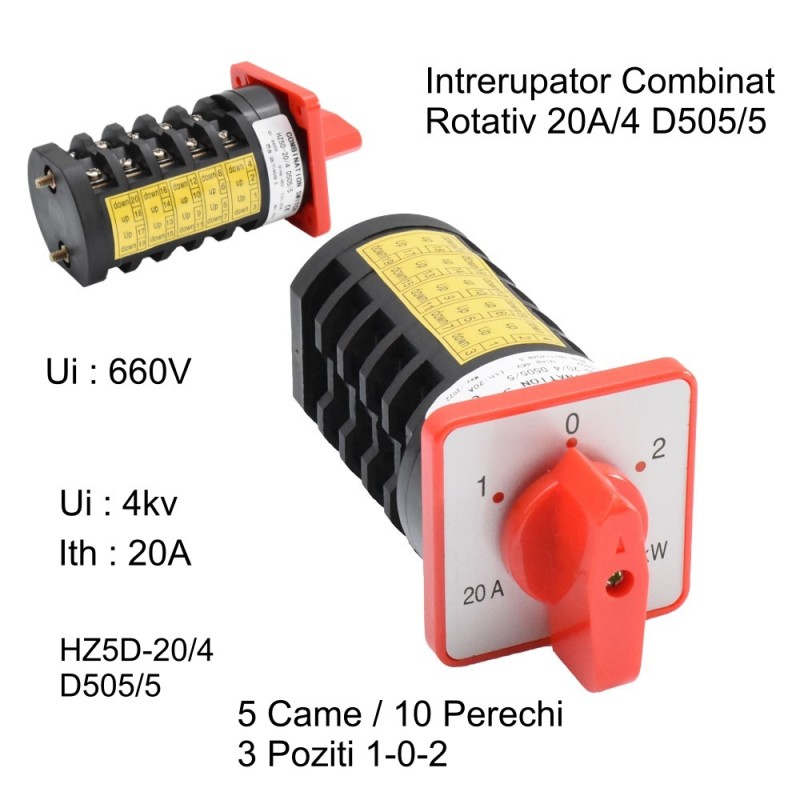 Comutator Rotativ 5 Came 1-0-2 20A D505 - imagine 5