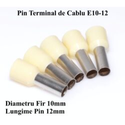 Papuc Electric Pin Terminal de Cablu E10-12 Crem Set 100 bucati