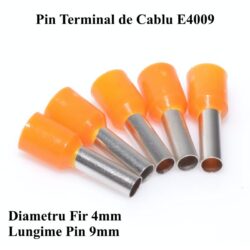 Papuc Electric Pin Terminal de Cablu 4x9mm Portocaliu Set 100 bucati