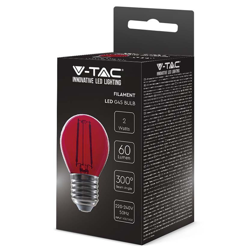 Bec Led G45 E27 Lumina Rosie 2W Filament - imagine 2