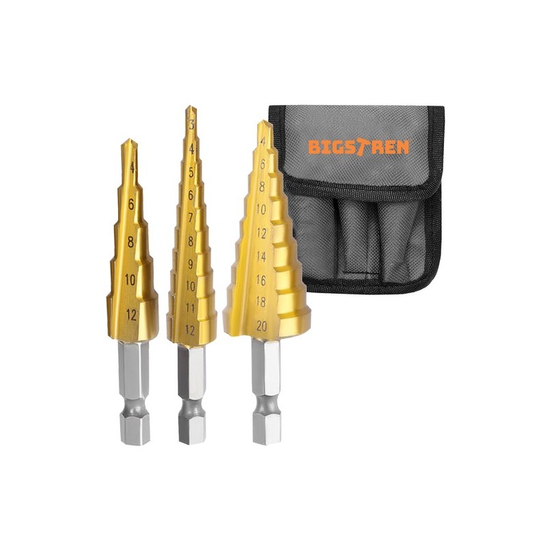 Set 3 Burghiu Spiral Conic in Trepte 4-20mm RO337TE
