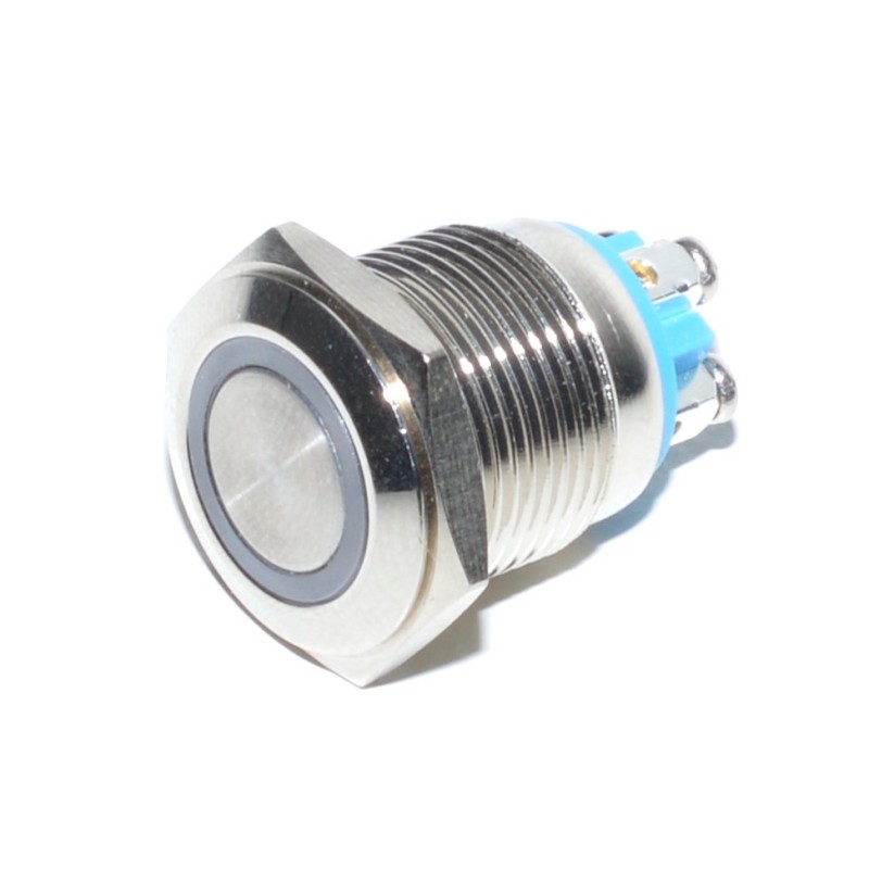 Intrerupator Push Metalic 16mm cu Led fara Retinere 12V