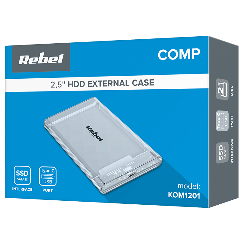 Rack 2.5 inch Aluminiu Usb Type-C 3.1 Alb Rebel - imagine 4