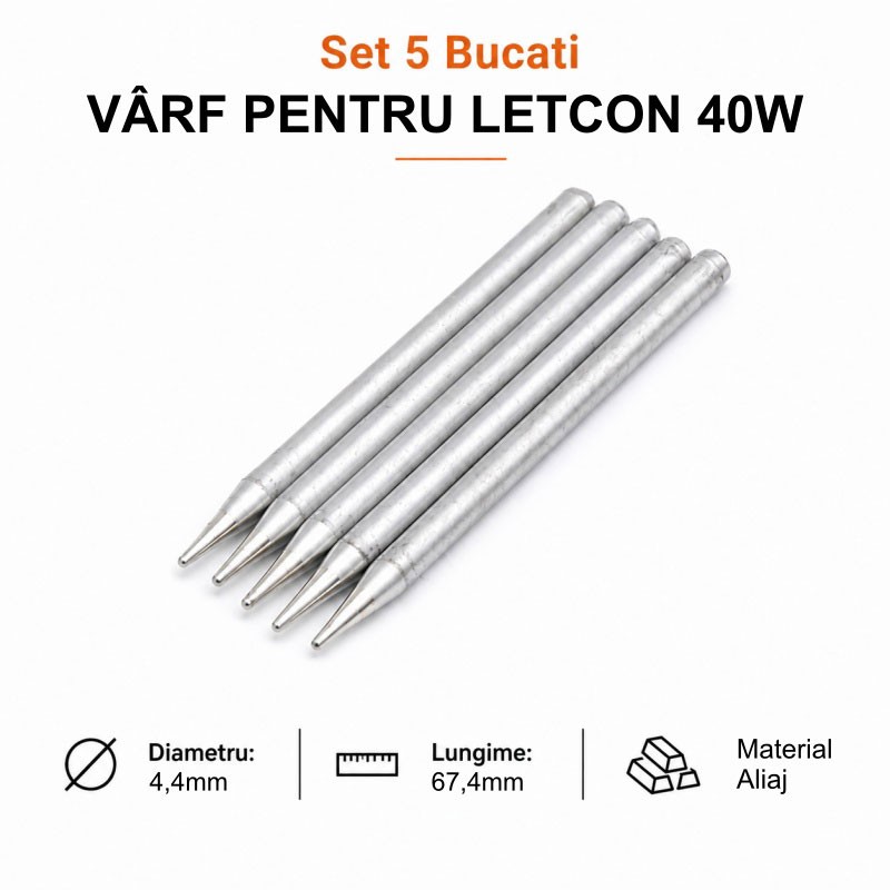 Varfuri Letcon Electric 40W 4.4mm x 67.4mm Set 5 Buc - imagine 5